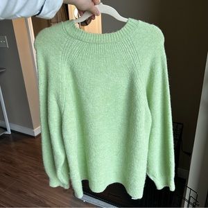 Mango women round neck knitted light green jumper spring